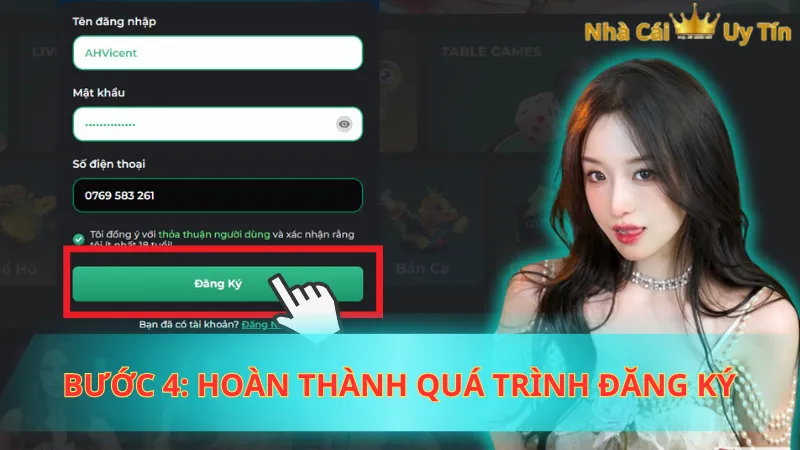 Bước 4: Hoàn thành quá trình đăng ký