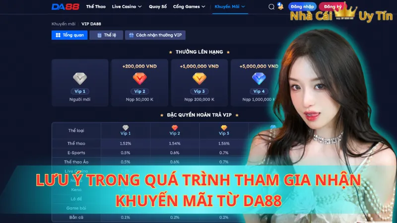 Lưu ý trong quá trình tham gia nhận khuyến mãi từ Da88