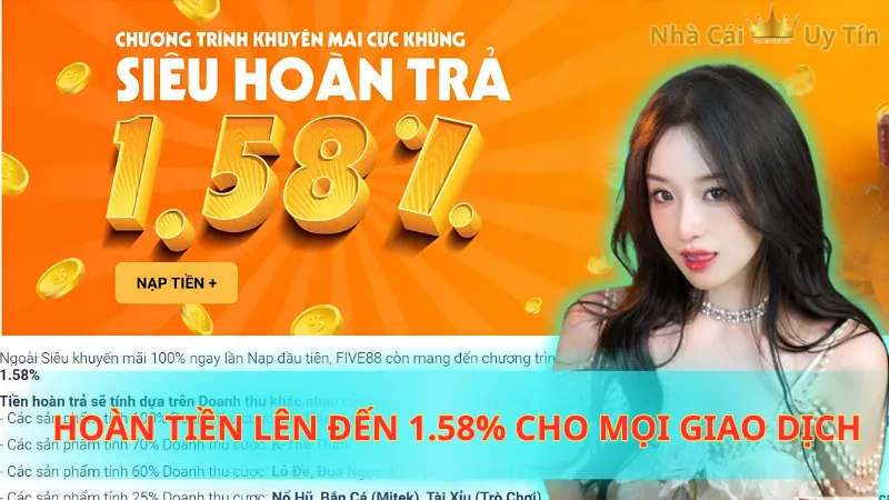 Hoàn tiền lên đến 1.58% cho mọi giao dịch