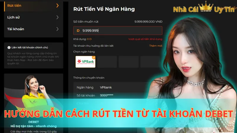 Hướng dẫn cách rút tiền từ tài khoản Debet