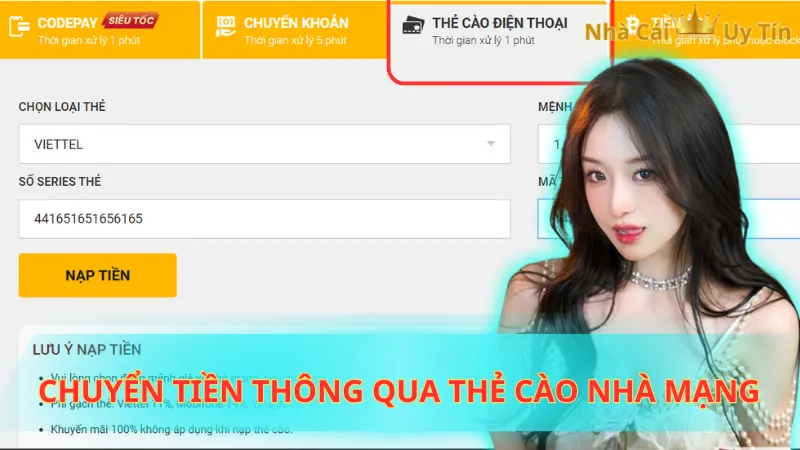 Chuyển tiền thông qua thẻ cào nhà mạng