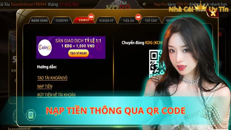 Nạp tiền thông qua QR code